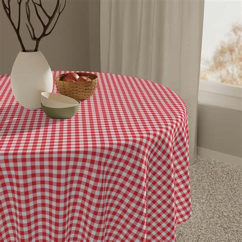 Red Gingham Tablecloth Farmhouse Classic Country Kitchen Decor Dining ...