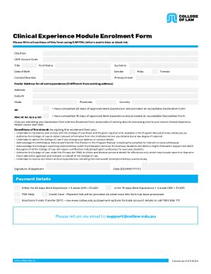AU College Of Law Clinical Experience Module Enrolment Form 2024-2026 ...