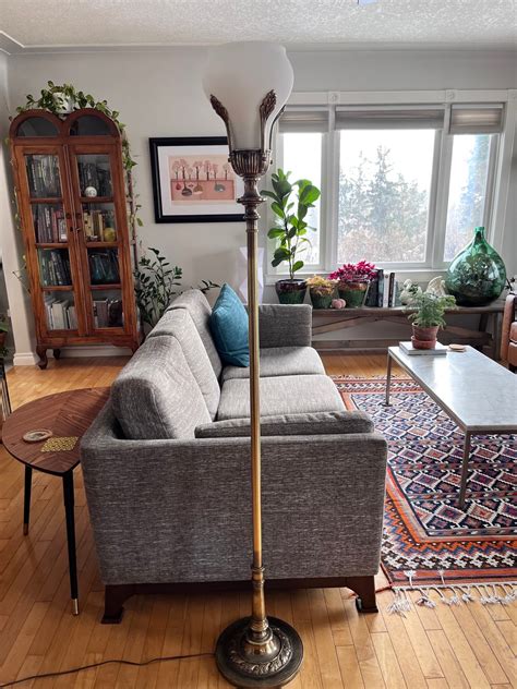 MCM Laurel Leaves Torchiere Stiffel Brass Floor Lamp Opal - Etsy