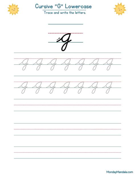 10 Cursive G Worksheets (Free Letter Writing Printables)