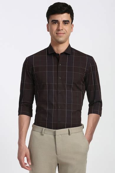 Buy Men Brown Super Slim Fit Full Sleeves Formal Shirt Online ...