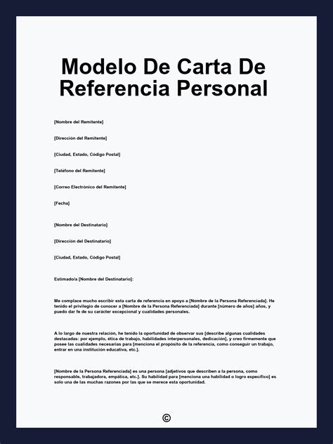 Modelo De Carta De Referencia Personal