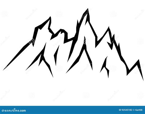 Drawing of Mountains. Outline of Mountain Peaks. Stock Illustration - Illustration of outlines ...