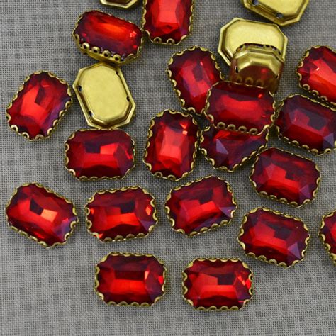 Buy Red Color Sew on Crystal Stone with Flower Catcher ...