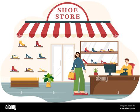 Shoe Store Vector Illustration with New Collection Men or Women Various ...