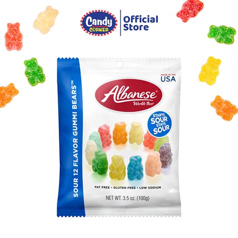 Albanese Sour 12 Flavor Gummy Bears 100g - Candy Corner