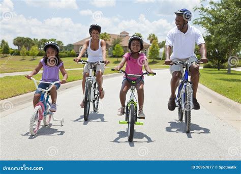Happy African American Family Riding Bikes Stock Image - Image of ...