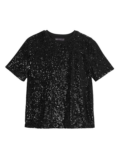 Buy Sequin Regular Fit T-Shirt at Marks & Spencer