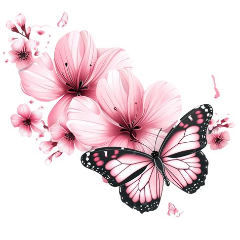 Beautiful Pink Butterfly On Flowers, Butterfly, Pink, Blossom PNG Transparent Image and Clipart ...