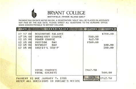 Bryant College Tuition Rate Documents From 1979 to 1981