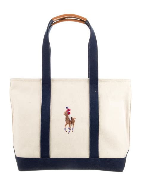Ralph Lauren Canvas Embroidered Tote Bag w/ Tags - Neutrals Totes ...