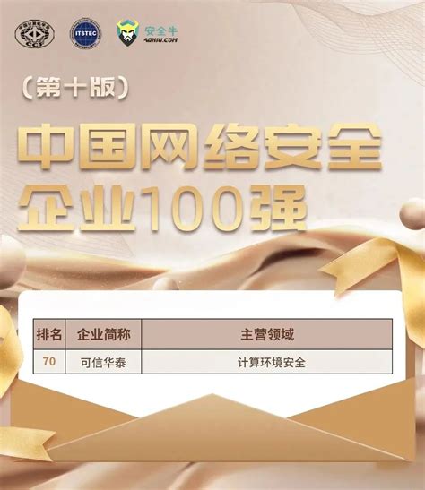可信华泰连续四年登榜中国网络安全企业全国100强