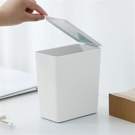 Small Bathroom Trash Can with Lid 5L Plastic Trash Bin, Slim Garbage ...