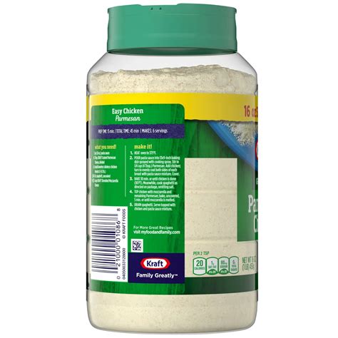 Kraft Parmesan Cheese Nutrition Label