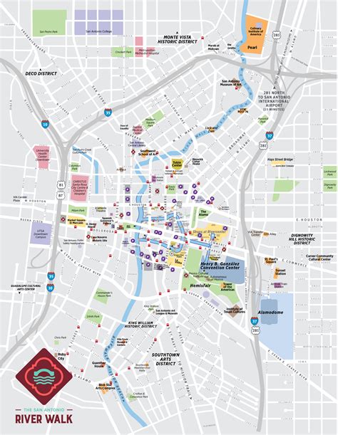 Map Of Downtown San Antonio Riverwalk Grand Hyatt San Antonio River