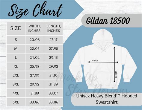 Gildan 18500 Size Chart Gildan Hoodie Size Chart Gildan Hooded ...