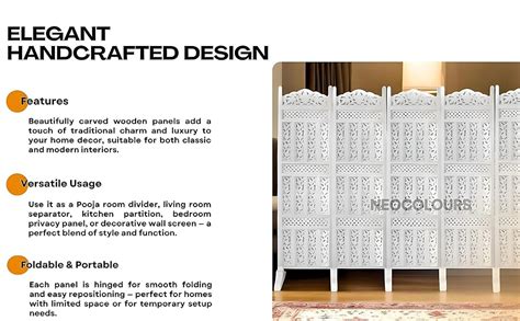 NEOCOLOURS Wooden Room Partition for Pooja Room Living Room Divider ...