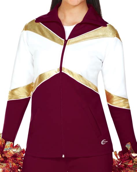 Maroon and gold cheer warm up suit | Cheerleading jackets, Warmup ...