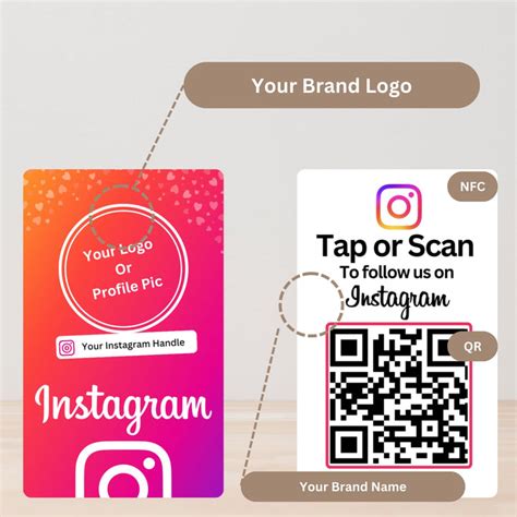 Custom Instagram NFC Card with QR - Logo & Instagram Handle, UV Printe ...