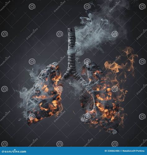 Human Lungs with Burning Fire and Smoke. Abstract Medical Illustration of Disease Lungs Stock ...