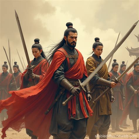 Ancient China Scene with Broad Swords | Stable Diffusion Online