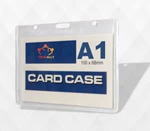 True-Ally 100 Pcs Clear Horizontal ID Card Name Badge Holder Size A1 ...