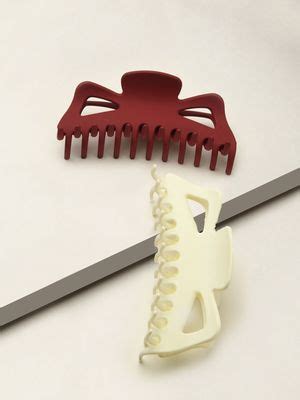 Buy Toniq Stylish MaroonWhite Claw Hair Clips for Women -Set of 2 Online