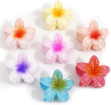 Amazon.com : 10 Pcs Hawaiian Plumeria Hair Clips, Flower Claw Clips for ...