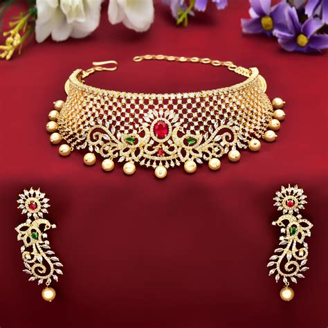 Beautiful Multi-color CZ Choker Necklace set | Violet & Purple – Violet ...