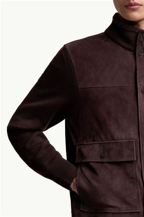 Brown Wool & Suede Cardigan - Sweaters & Cardigans for Men | Moncler GB