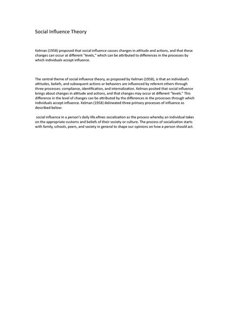 Social Influence Theory - Social Influence Theory Kelman (1958 ...