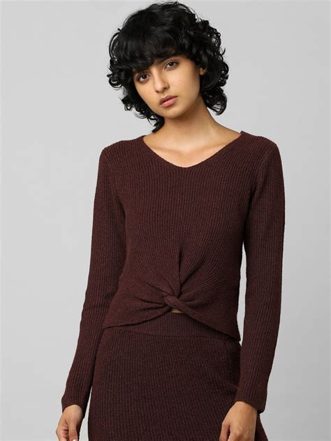 Buy ONLY Women Maroon Pullover - Sweaters for Women 19450690 | Myntra