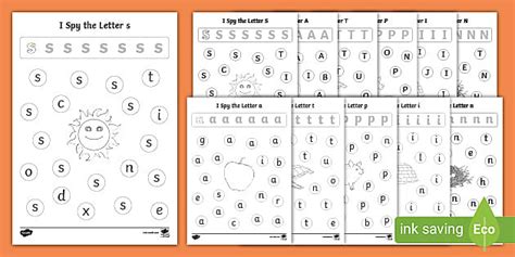 I Spy the Letter: Recognise and Name s, a, t, p, i, n Pack