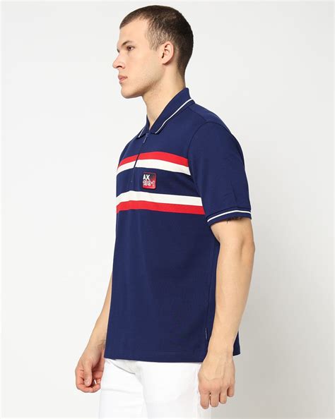 Men Blue Retro Sports Regular + Fit Polos