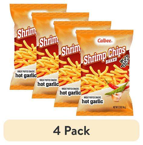 (4 pack) Calbee Shrimp Chips Baked Hot Garlic Flavored Shrimp Chips 3 ...