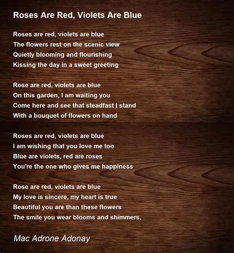 Best Roses Are Red Violets Are Blue Love Poems at Chung George blog