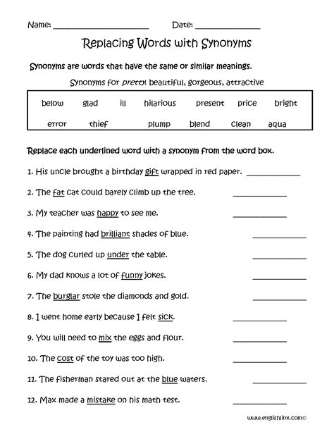 3rd Grade Vocabulary Worksheets