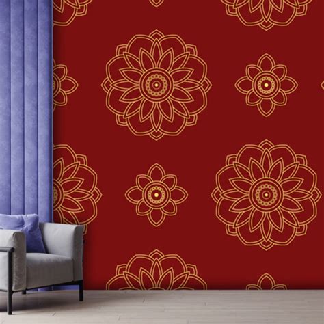 Rangoli Red Wallpaper – Myindianthings
