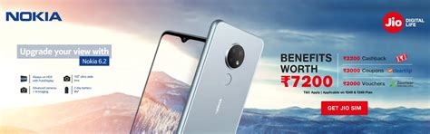 Jio Nokia 6.2 Cashback Offer - Get Benefits Worth ₹7,200