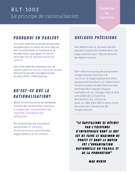 Le principe de rationalisation - Q U E L Q U E S P R É C I S I O N S ...