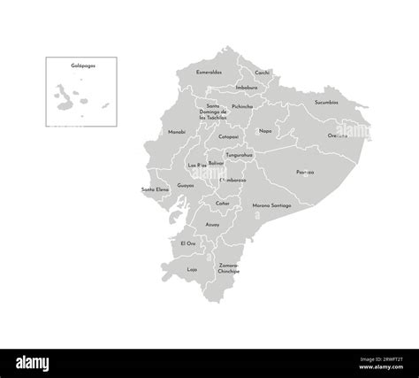 Vector isolated illustration of simplified administrative map of Ecuador. Borders and names of ...