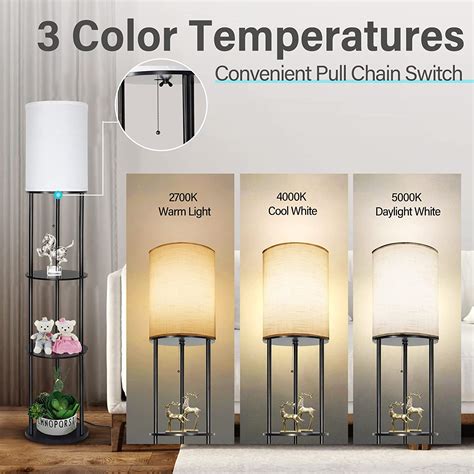 Buy Outon 63 Floor Lamp with Shelves, LED Column Modern Standing Lamps ...