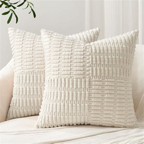 Amazon.com: Topfinel Cream Throw Pillow Covers 20x20 Inch Set of 2 ...