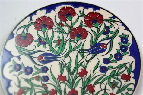 Turkish Iznik Style Ceramic Tiles Set of 3 For Sale at 1stDibs