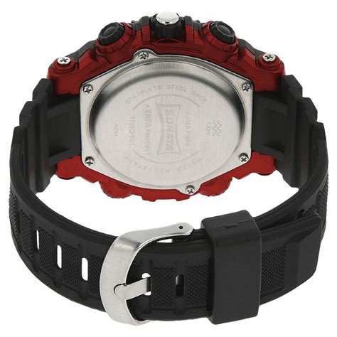 SF Quartz Analog Digital Black Dial Plastic Strap Watch for Men