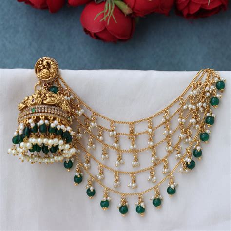 Regal Green Earchain Earrings - Sparkle & Glow – Sparkle and Glow