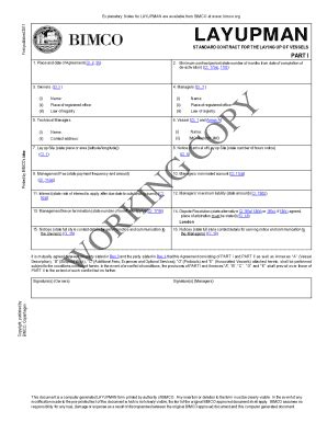 Fillable Online STANDARD CONTRACT FOR THE LAYING UP OF VESSELS PART I ...