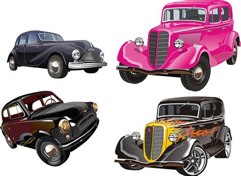 Classic car Vintage car - Four classic cars vector png download - 6263* ...