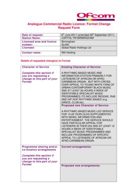 Fillable Online Capital FM Birmingham Format Change Request ...