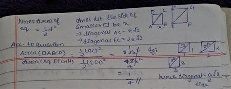 find the ratio of area of two square if diagonal of one is double the ...